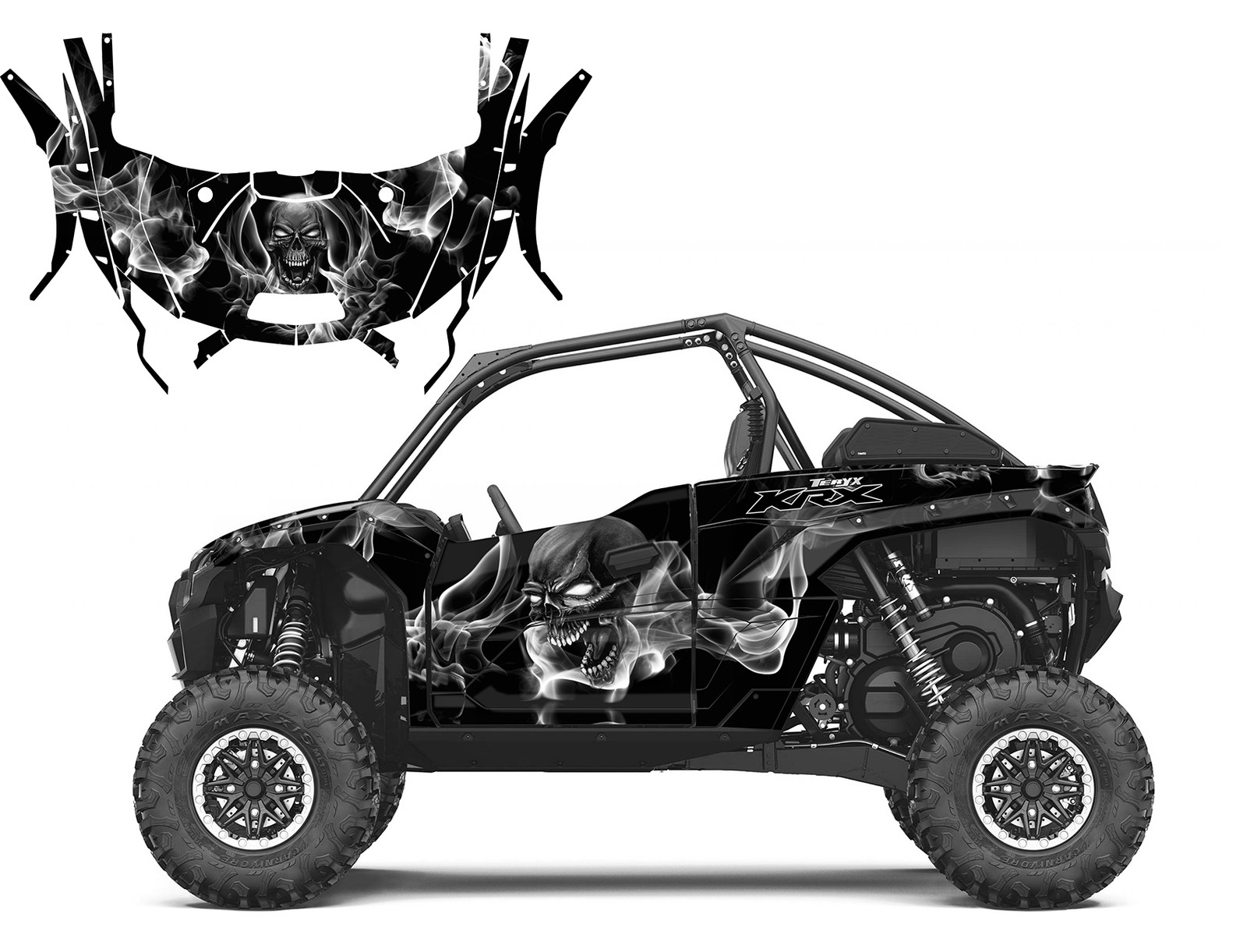 Custom graphic decal kit for Kawasaki KRX 1000 Design #6660 Smokey Skull