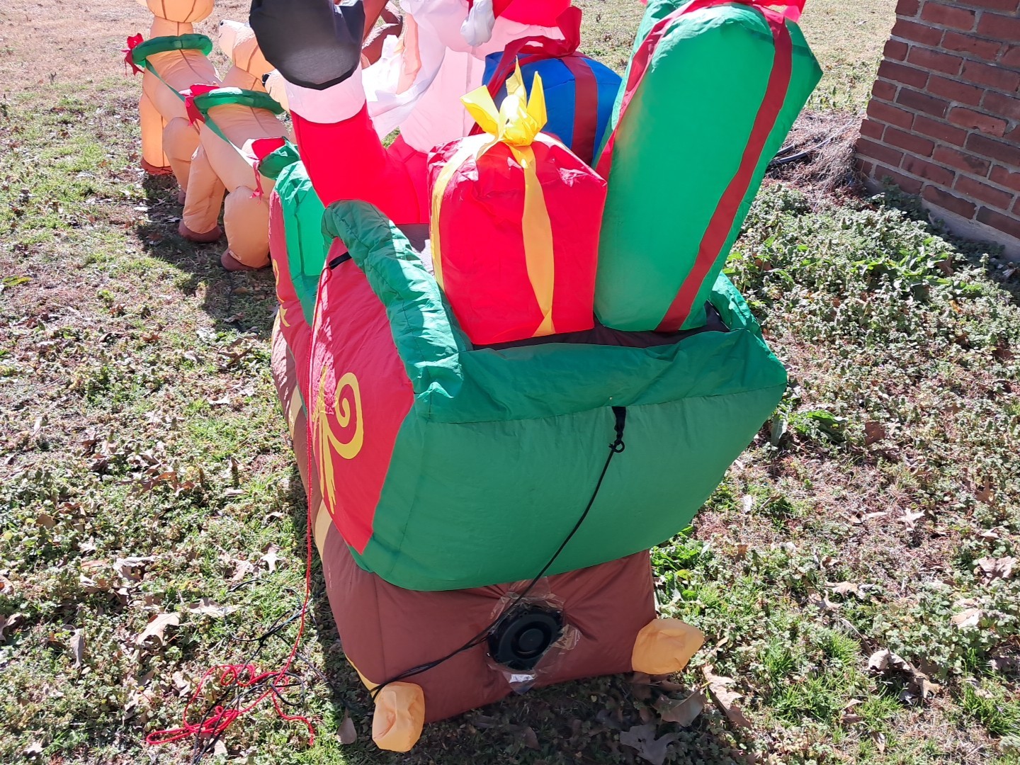 11 Ft Long Christmas LED Inflatable Santa Sleigh Reindeer Yard Lawn Decoration