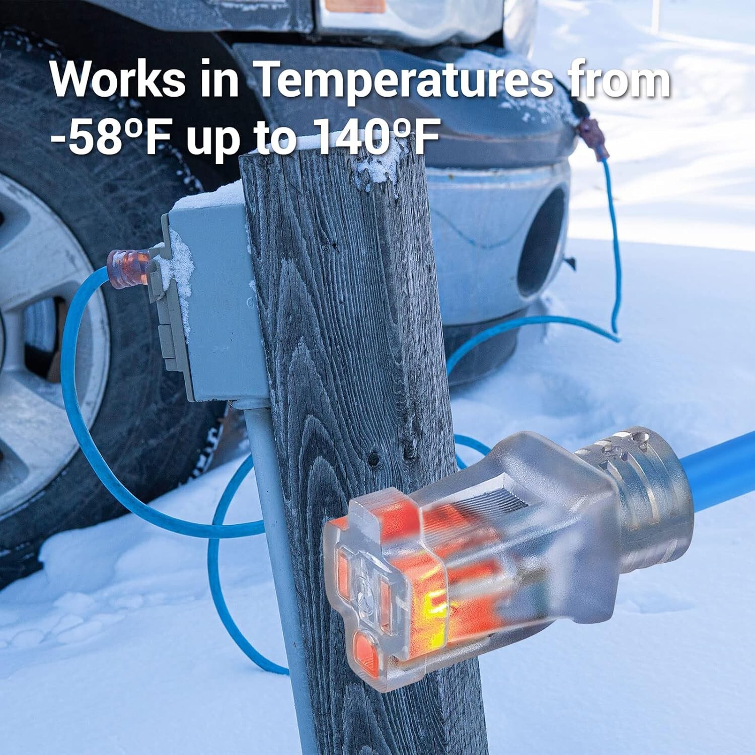 100 Ft Extreme Cold Weather Outdoor Extension Cord, Lighted End, 16/3 SJTW