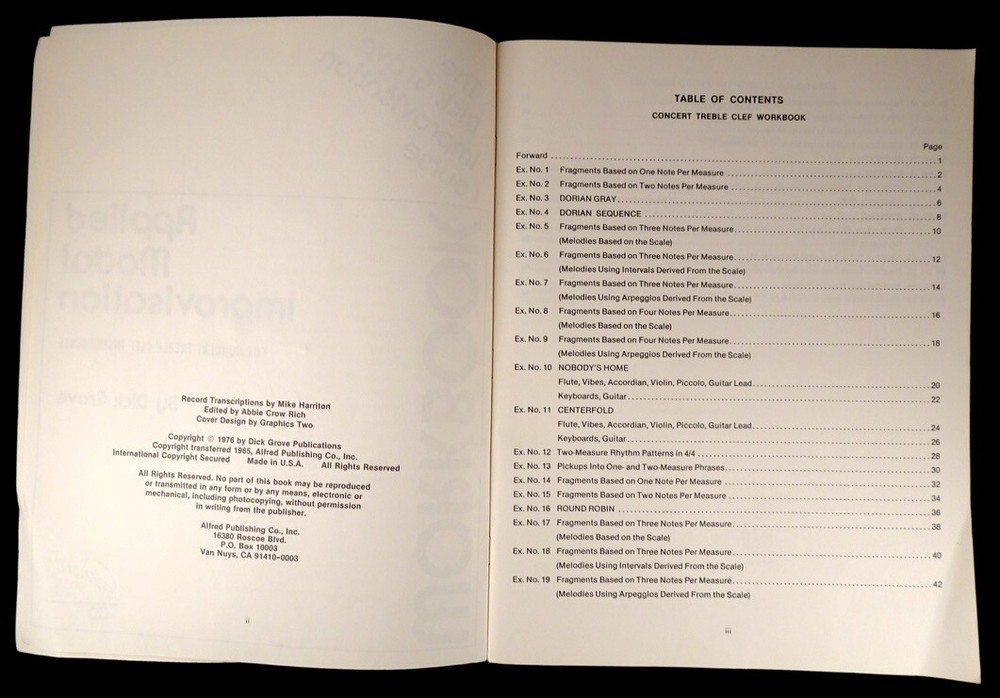 Applied Modal improvisation For Concert Treble Clef Instruments, Dick Grove