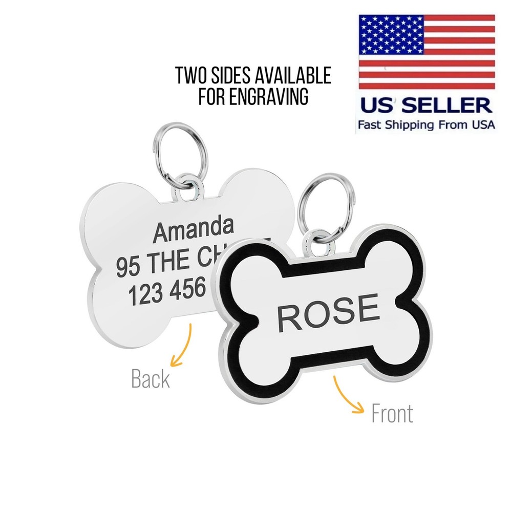Bone Shape Custom Dog Tags Engraved Puppy Pets ID Tags Personalized Name