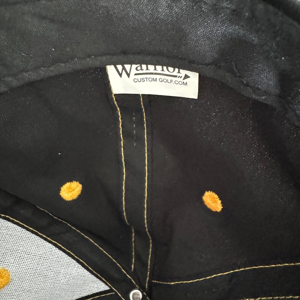 Warrior Custom Golf .com Baseball Hat Cap Stitched Black Yellow Strapback Cotton