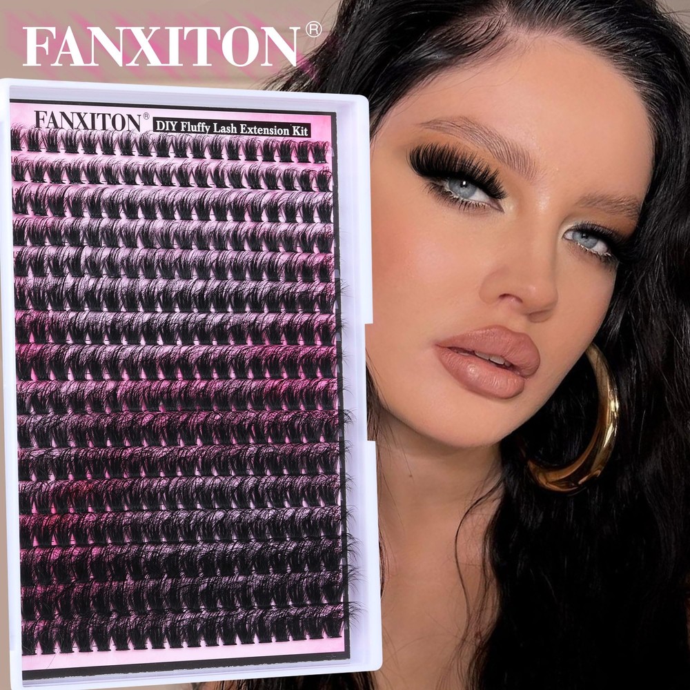 DIY Lash Extension Kit Fluffy Lash Clusters 288 pcs Thick Lash Clusters Kit D...