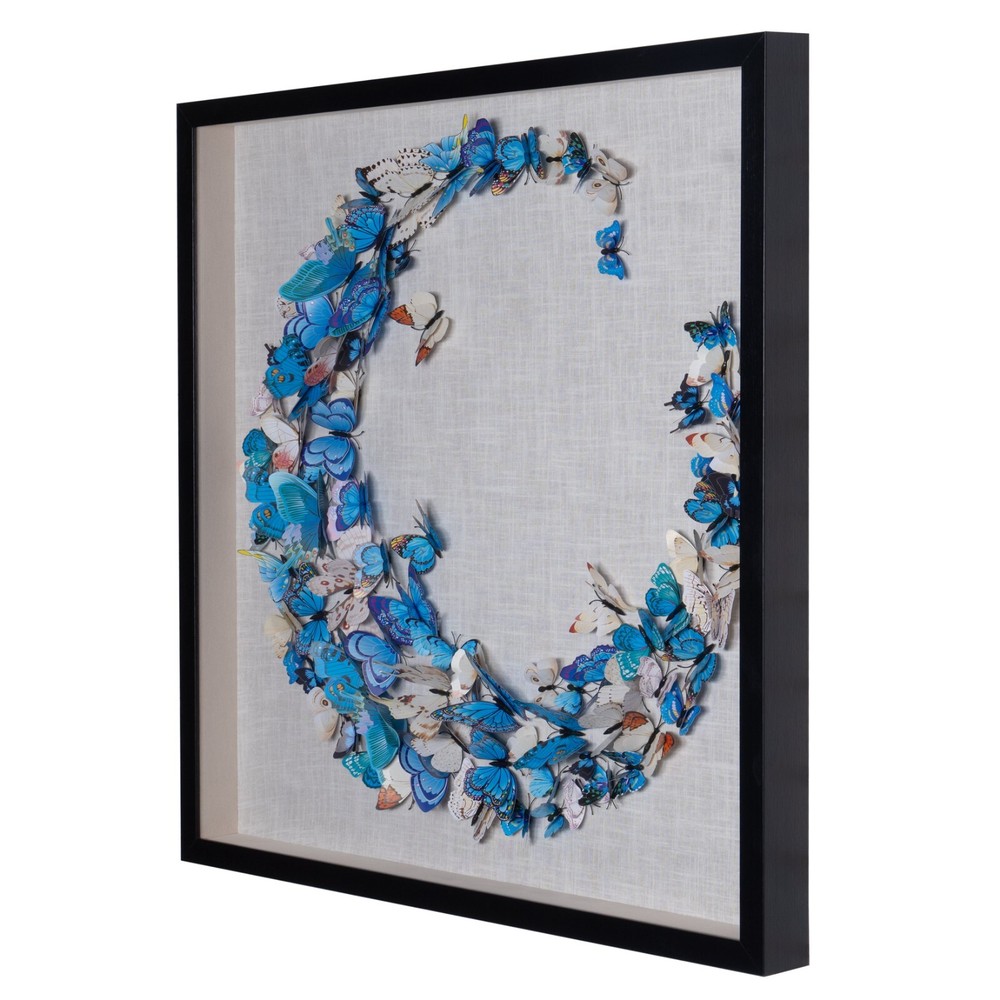 Blue Butterfly Crescent Shadow Box Wall Décor