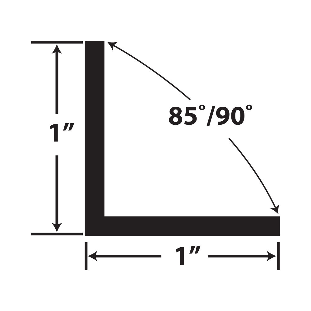 1936-Wh White 1" x 1" Styrene Plastic Even Leg Angle Moulding