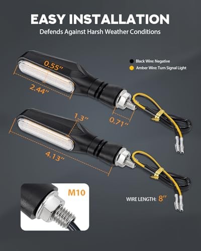 Flowing LED Motorcycle Turn Signals 1V Super Bright Universal Sequential 2pc