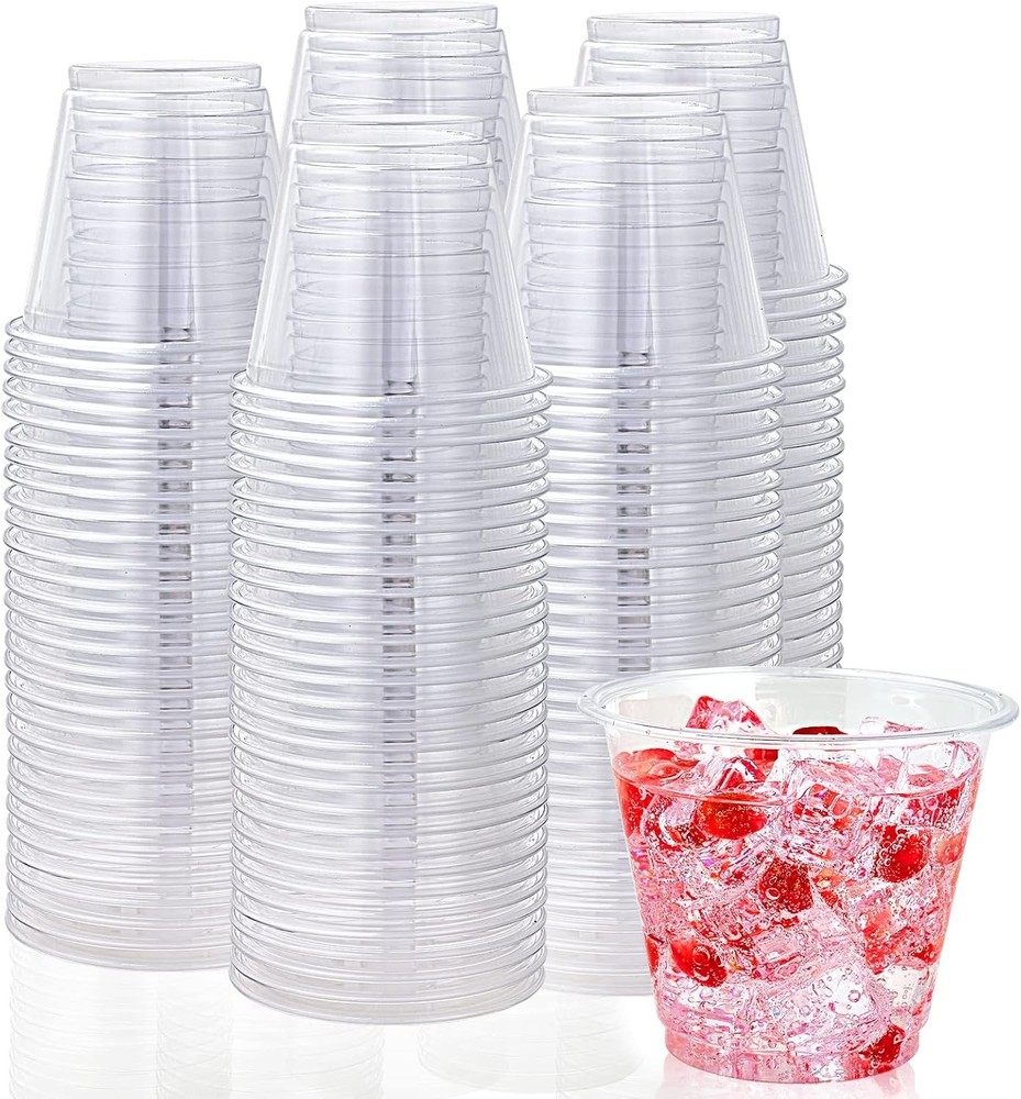 Lilymiy Clear Plastic Cups, 9 Ounce Disposable Plastic Drinking Cups,