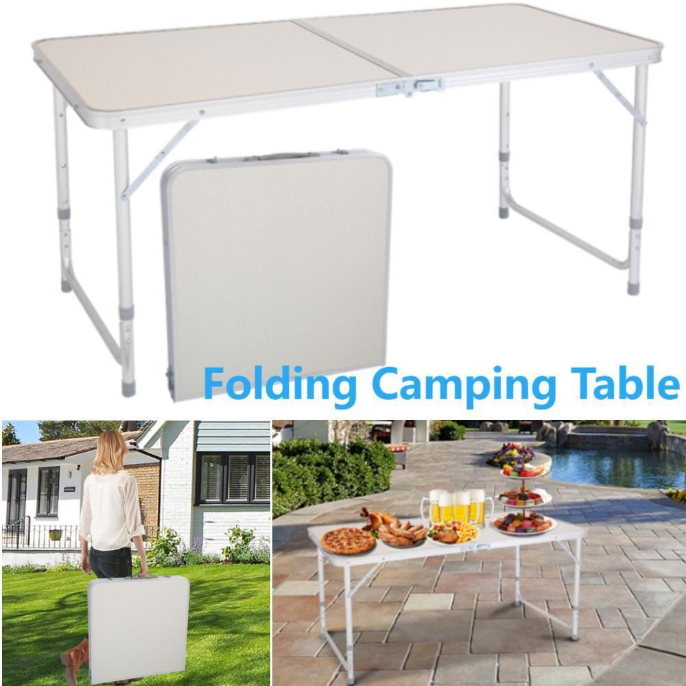 4ft Folding Table Heavy Duty Fold in Half Table w/Carry Handle for Camping Buffe