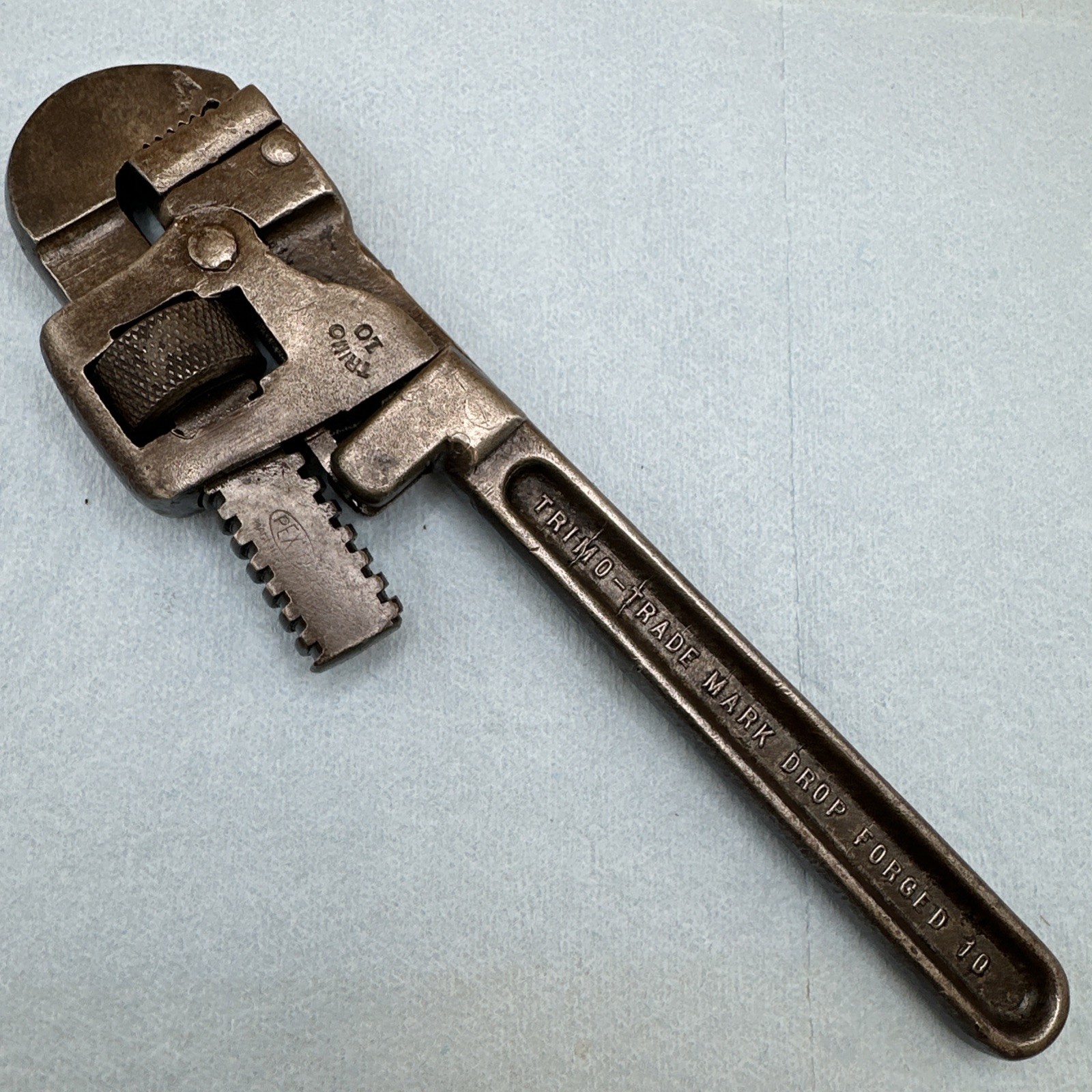 Vintage Trimo 10" Pipe Wrench, Trimont Mfg Co, Roxbury Mass USA
