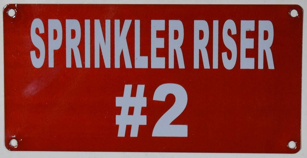 Sprinkler Riser #2 Sign (Aluminium,RED 3X6)-REF24-1027