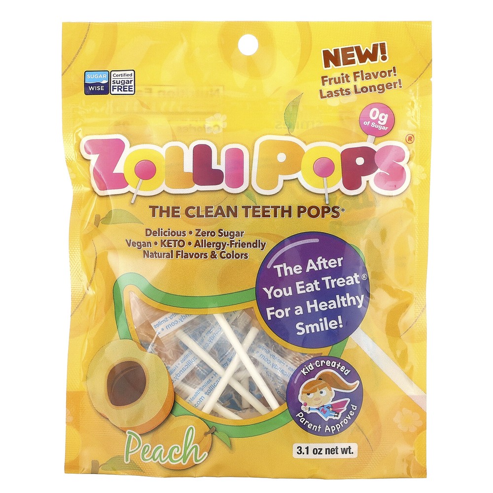 The Clean Teeth Pops, Peach, 3.1 oz