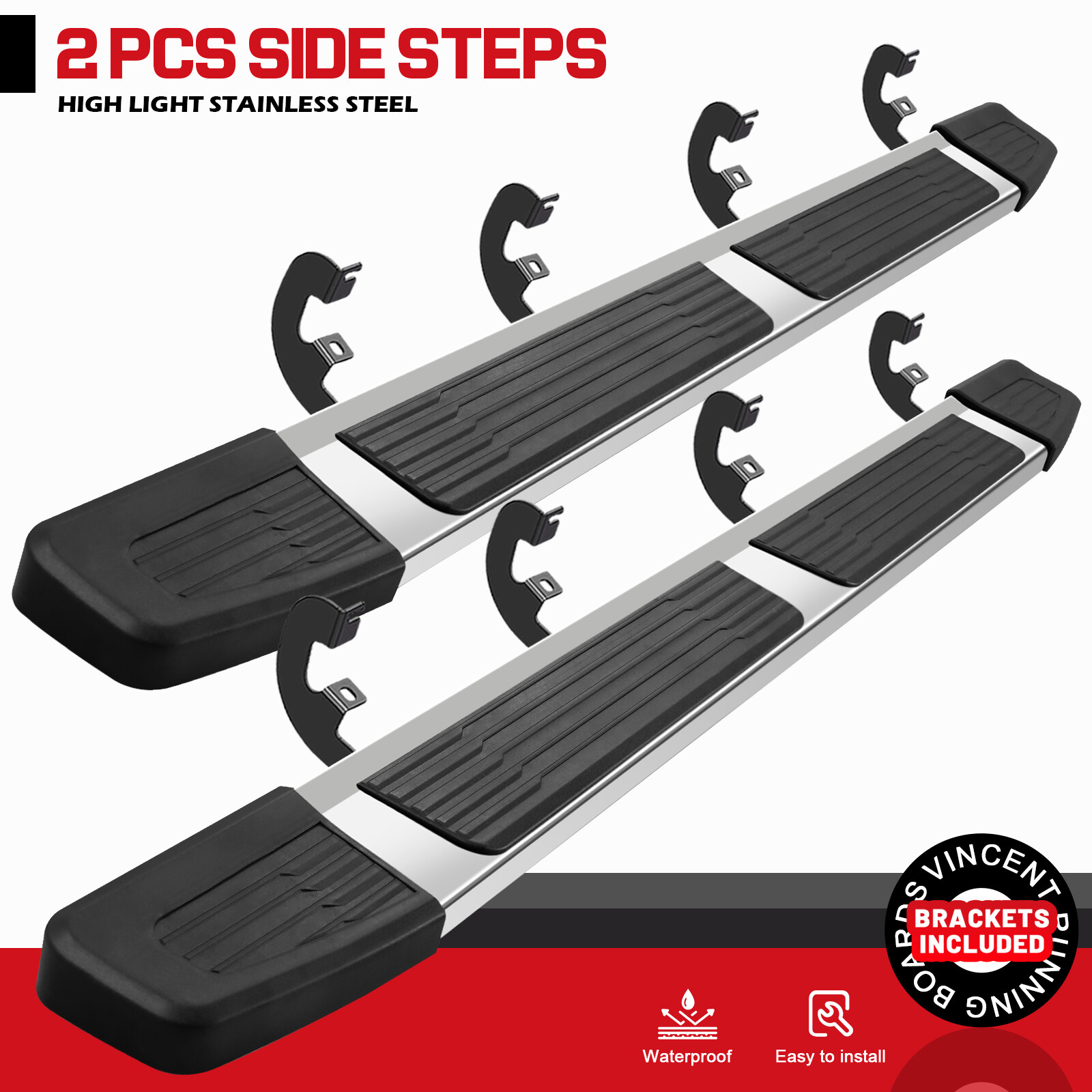 For 19-24 Silverado/Sierra 1500 Crew Cab 6" Step Nerf Bar Running Board S/S S