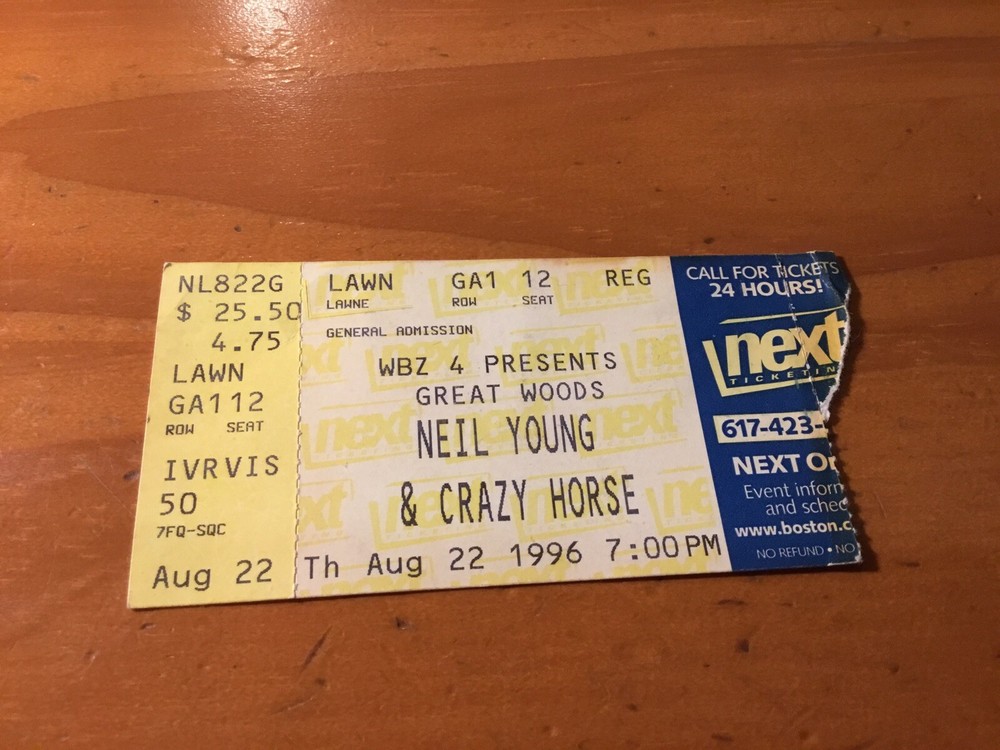 Neil Young Crazy Horse Concert Ticket Stub August 22 1996 Great Woods