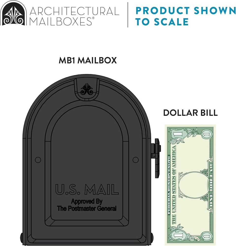 Architectural Mailboxes 7680B-10 MB1 Mount Mailbox and Medium, Black