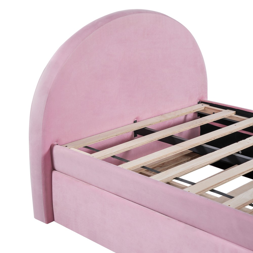 Full Size Upholstered Day Bed Frame With Pull In And Out Function, Olive Green