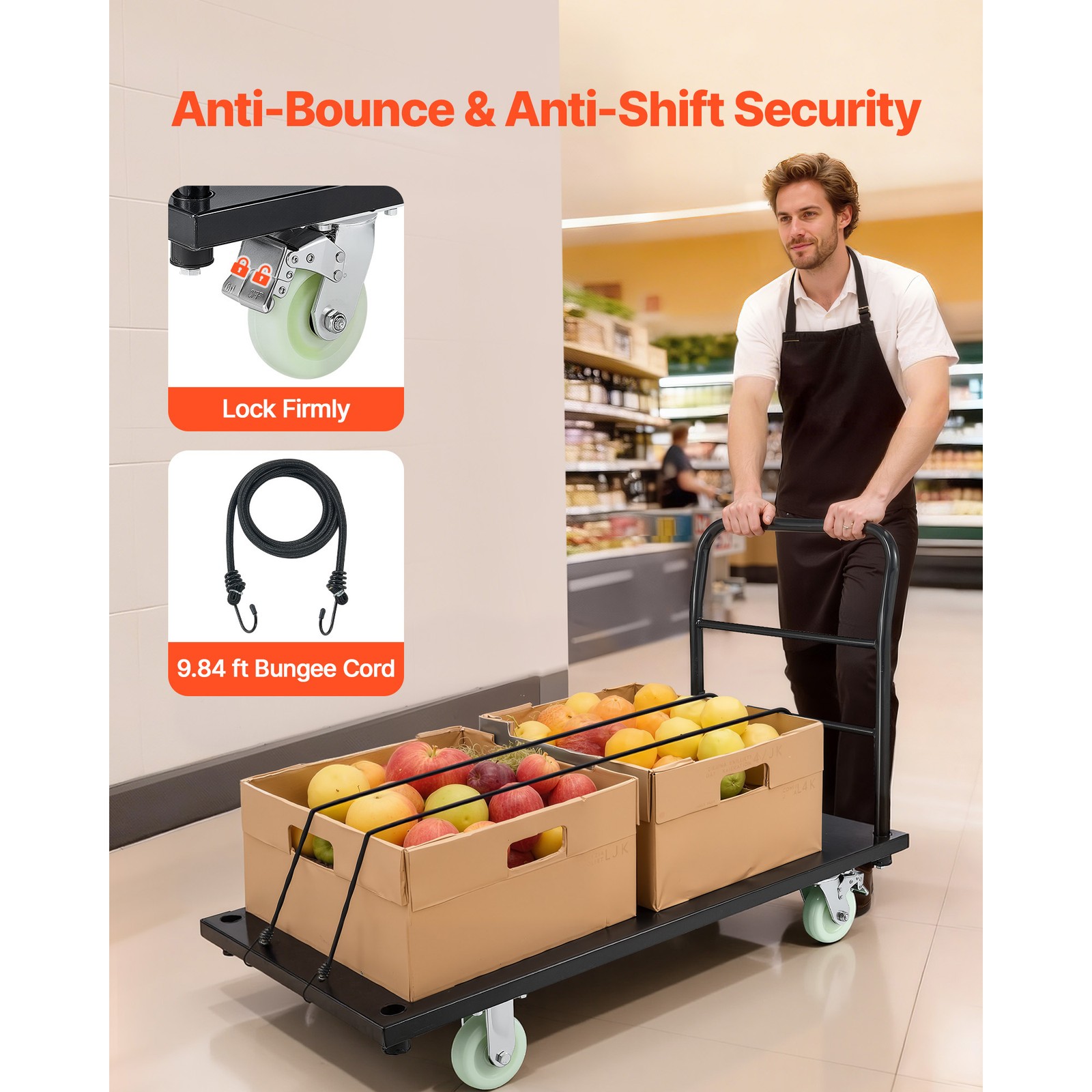 Uimoso Heavy Duty Industrial Platform Cart with 2000 lbs Capacity and Wheels