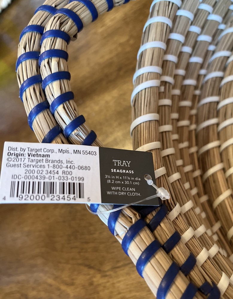Threshold Striped Tray Woven Tray Seagrass 2017 NWT