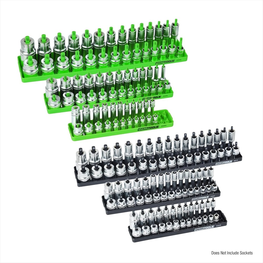 Durable 6PC Socket Organizer for Toolbox - Stable Base & Quick Size Finding