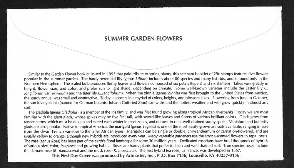 #2833 29c Garden Flowers -Rose- Artmaster FDC