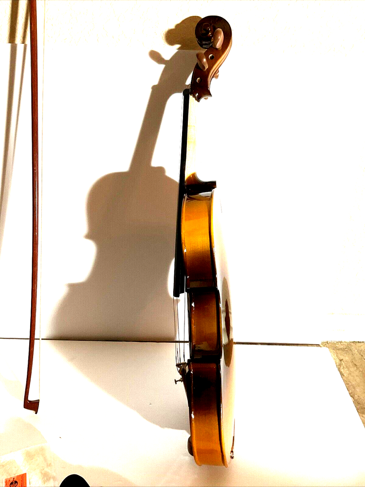 Handmade Flamed Violin 4/4 Professional Solid Maple Wood Shoulder Holder, Bow