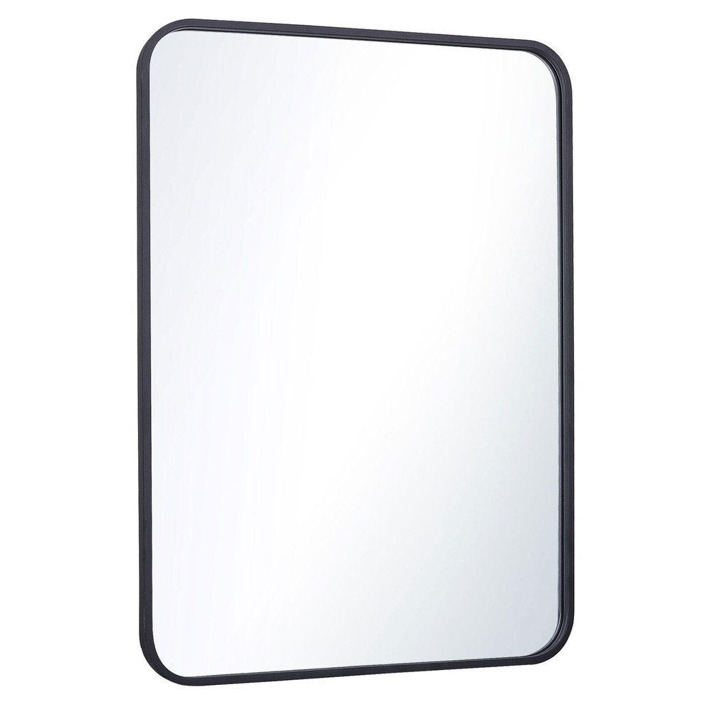 30in Black Metal Frame Wall Mirror for Bathroom Rectangular Vanity Mirror Decor