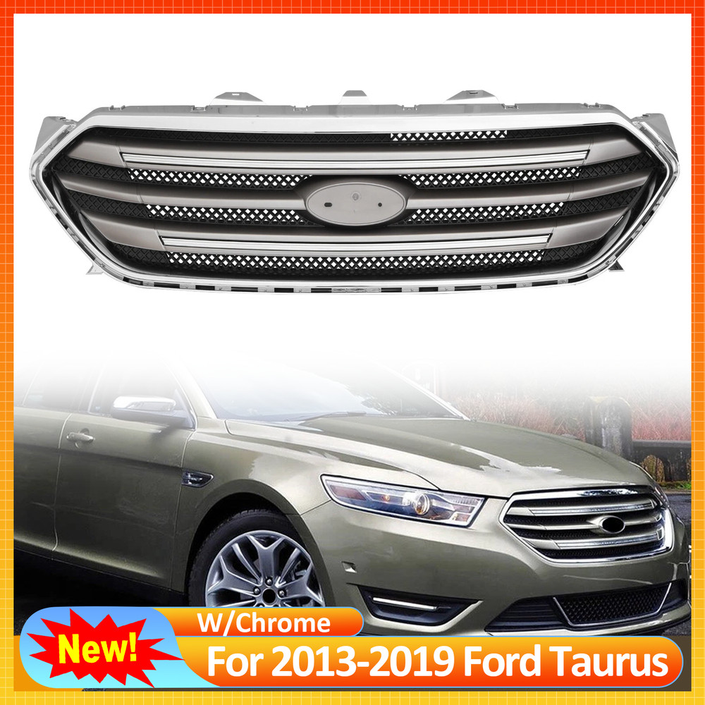 For 2013-2019 Ford Taurus Front Bumper Upper Grille Assembly Chrome Grill ABS