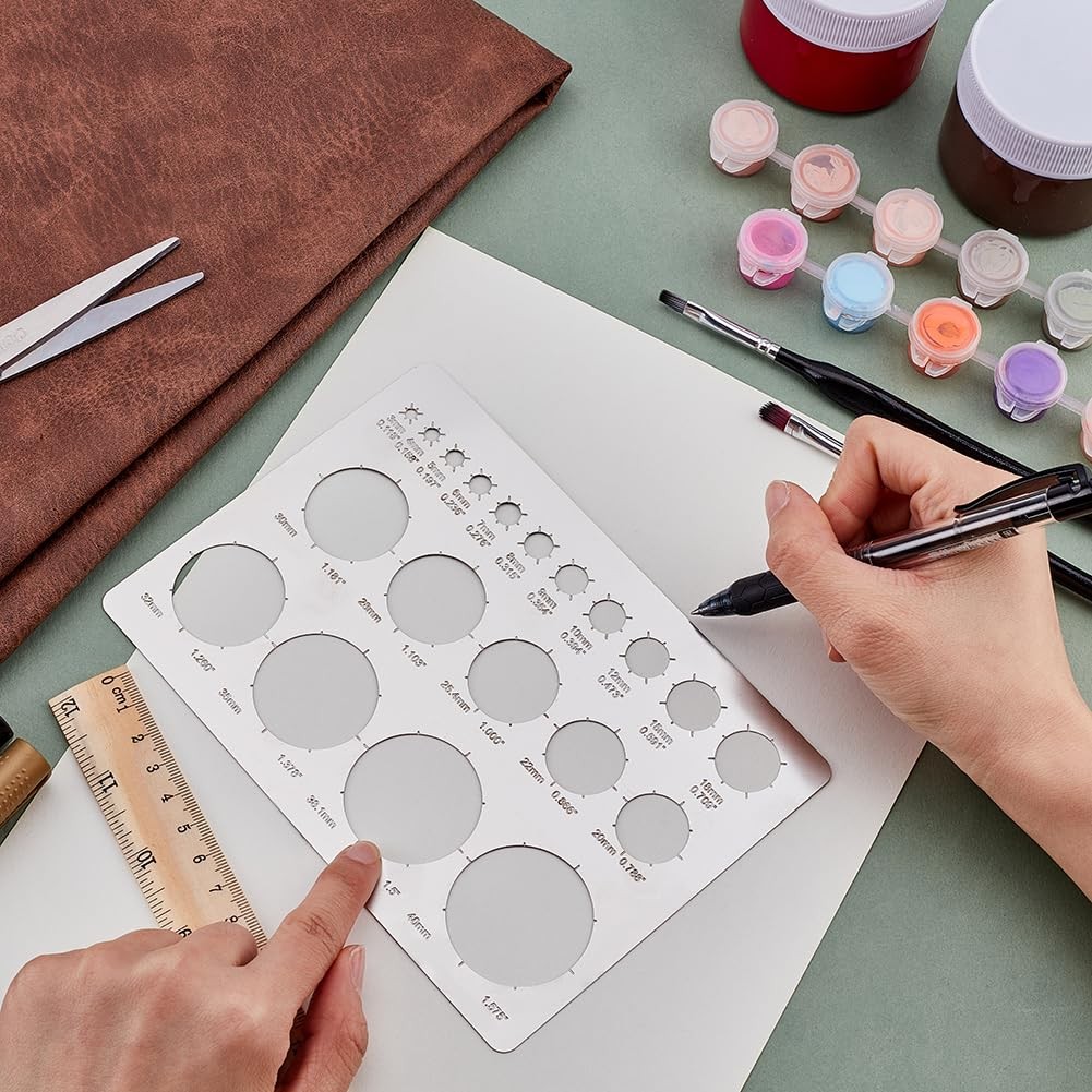 UNICRAFTALE 1Pcs Metal Circle Templates Circle Stencil for Drawing Stainless