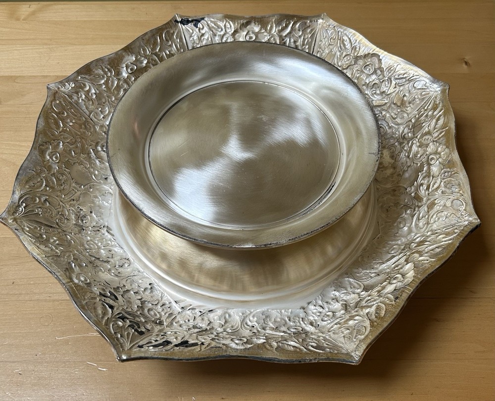 Barbour Silver Co. Silverplate Repousse Centerpiece Early 1900’s Large Octagonal