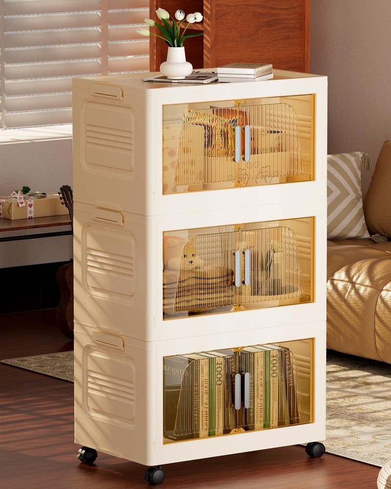 228QT Stackable Storage Bins with Lids 3 Pack, 57Gal Storage Containers with ...