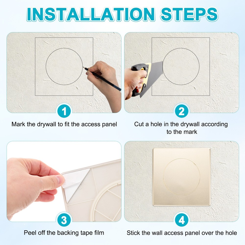 2-Pack Access Panel for Drywall, 4x4" Plastic Removable [Gold Tone, Round]