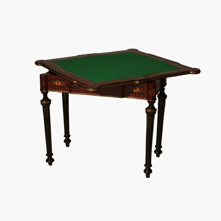 Antique Ebonized, Ormolu & Inlay Card Table C1880