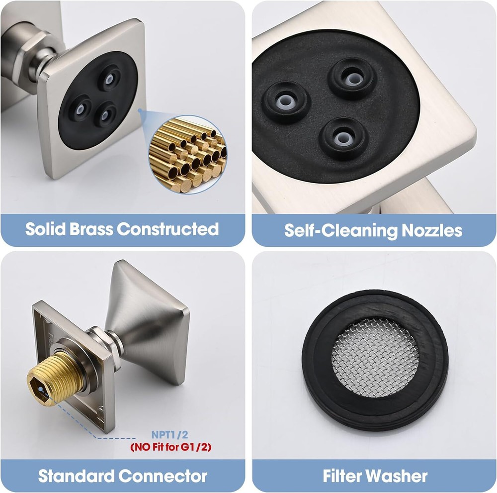 4pcs Brushed Brass Body Sprayer Shower Jet Spa System Adjustable Wall Mounted