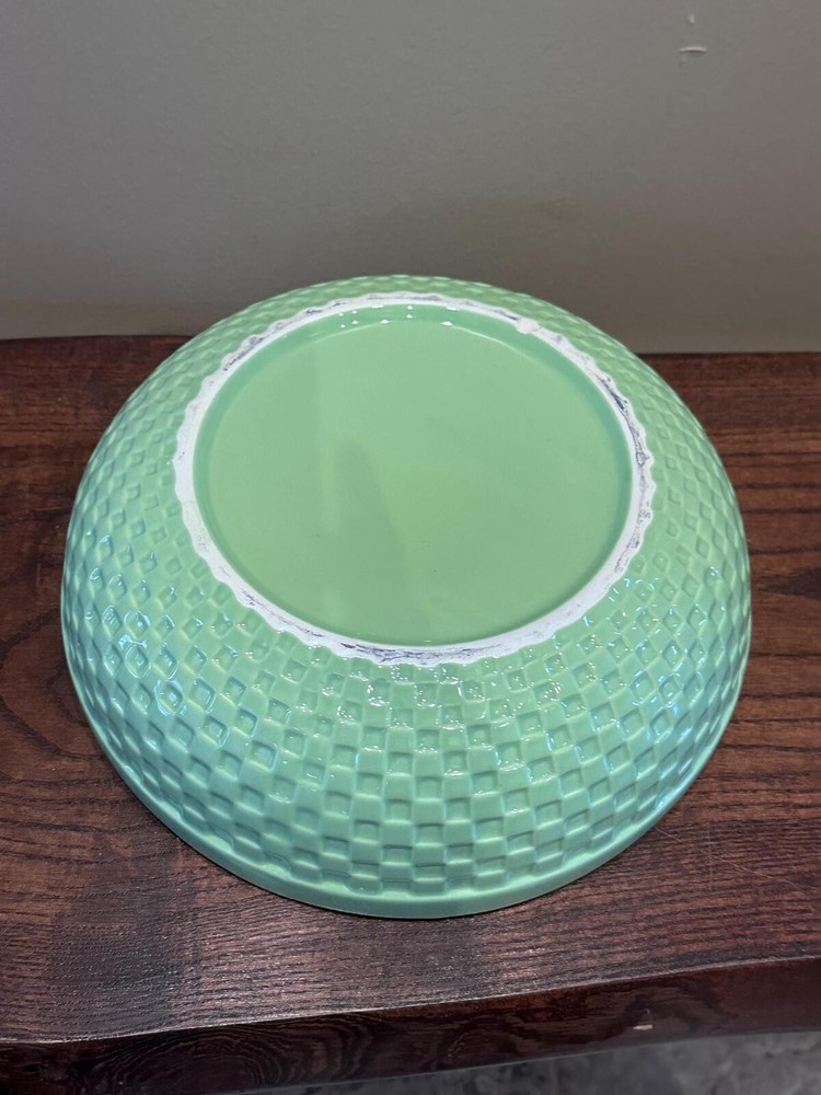 Lime Green Basketweave Serving Bowl