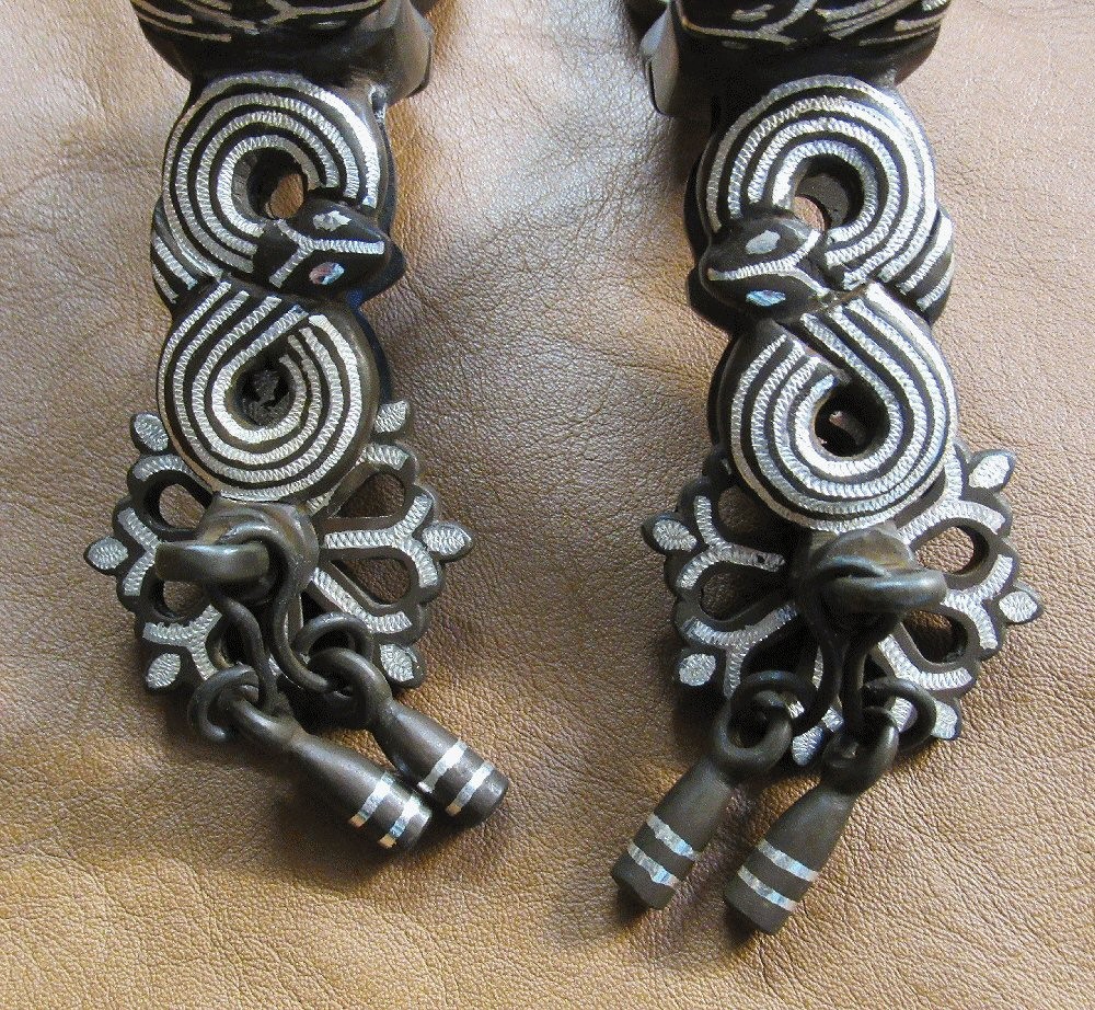 Double Viper Silver Inlays Spurs Brown Finish