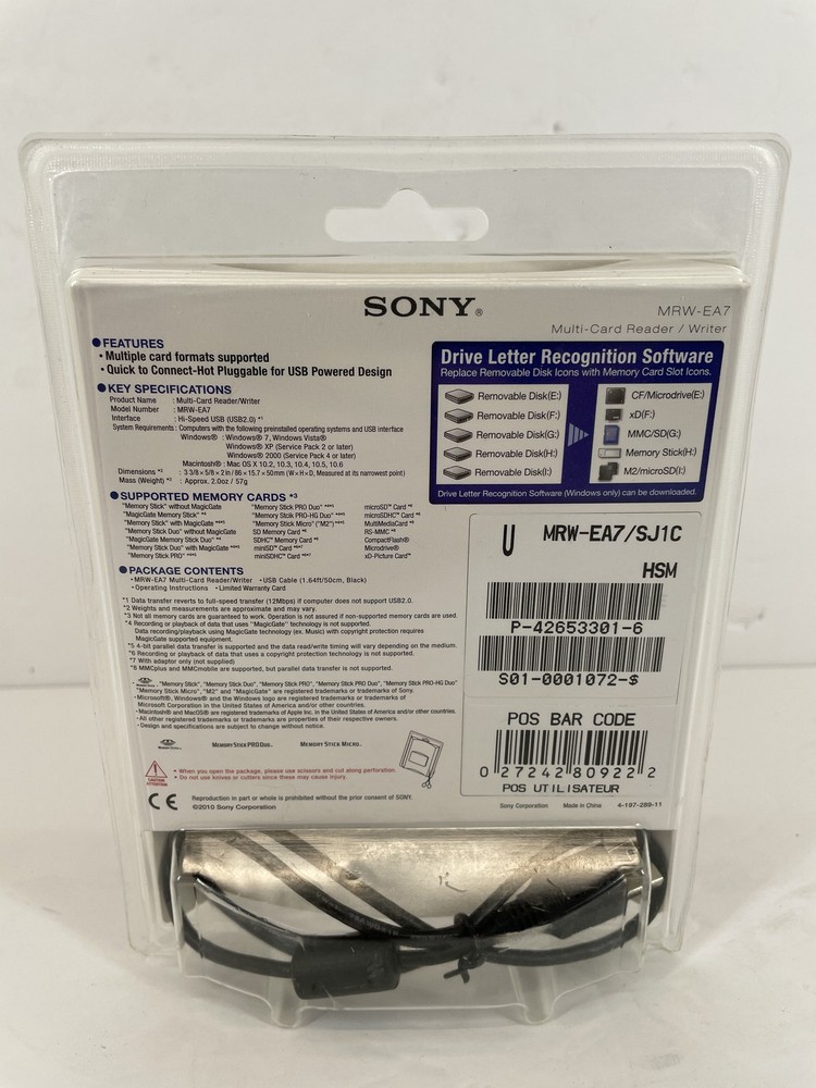 Sony MRW-EA7 Multi-Format USB 2.0 Card Reader/Writer For PC & Mac New Sealed