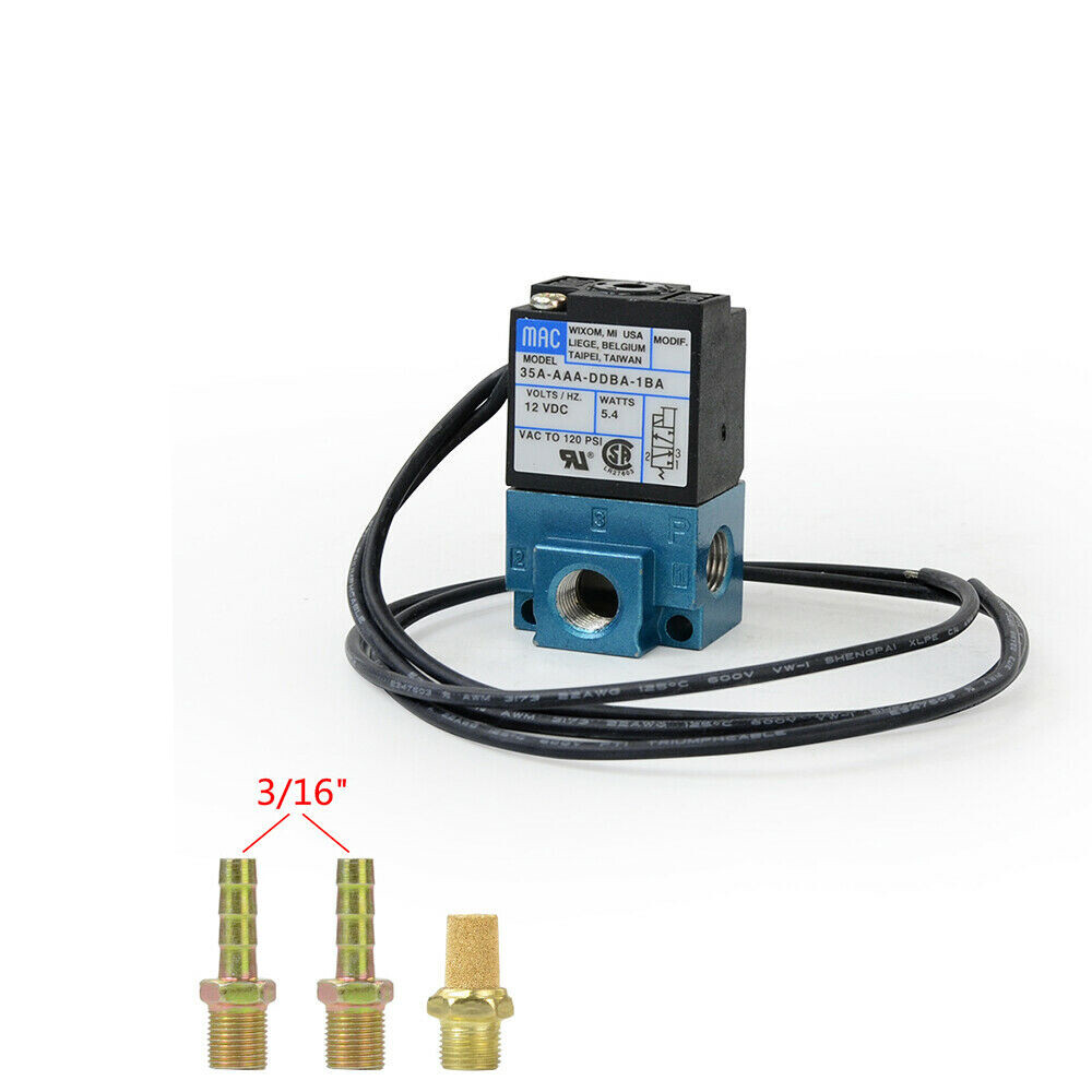 3 Port 12V MAC Electronic Boost Control Solenoid Valve W/ Brass Fittings PWM