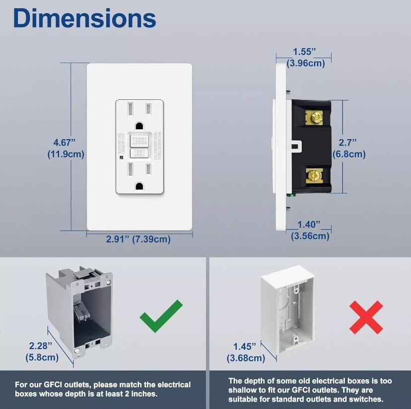 Maintenance Warehouse 15 Amp 120 Volt Self-Test GFCI Receptacle (White) 2 PACK!