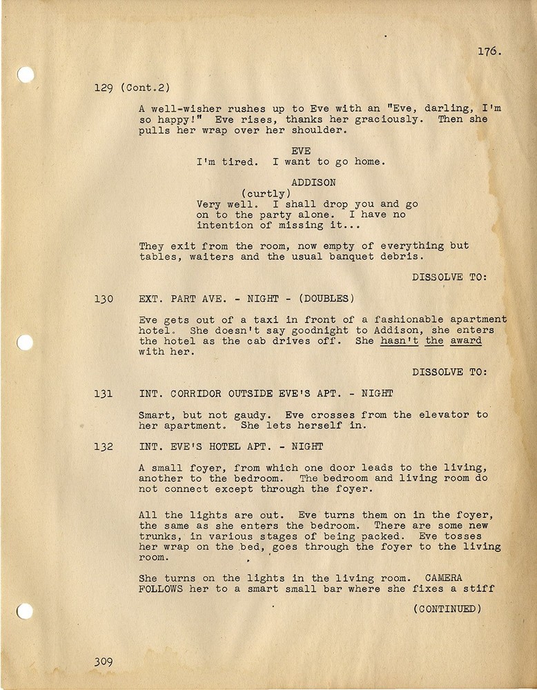 ALL ABOUT EVE (Mar 15, 1950) Final script by Joseph Mankiewicz