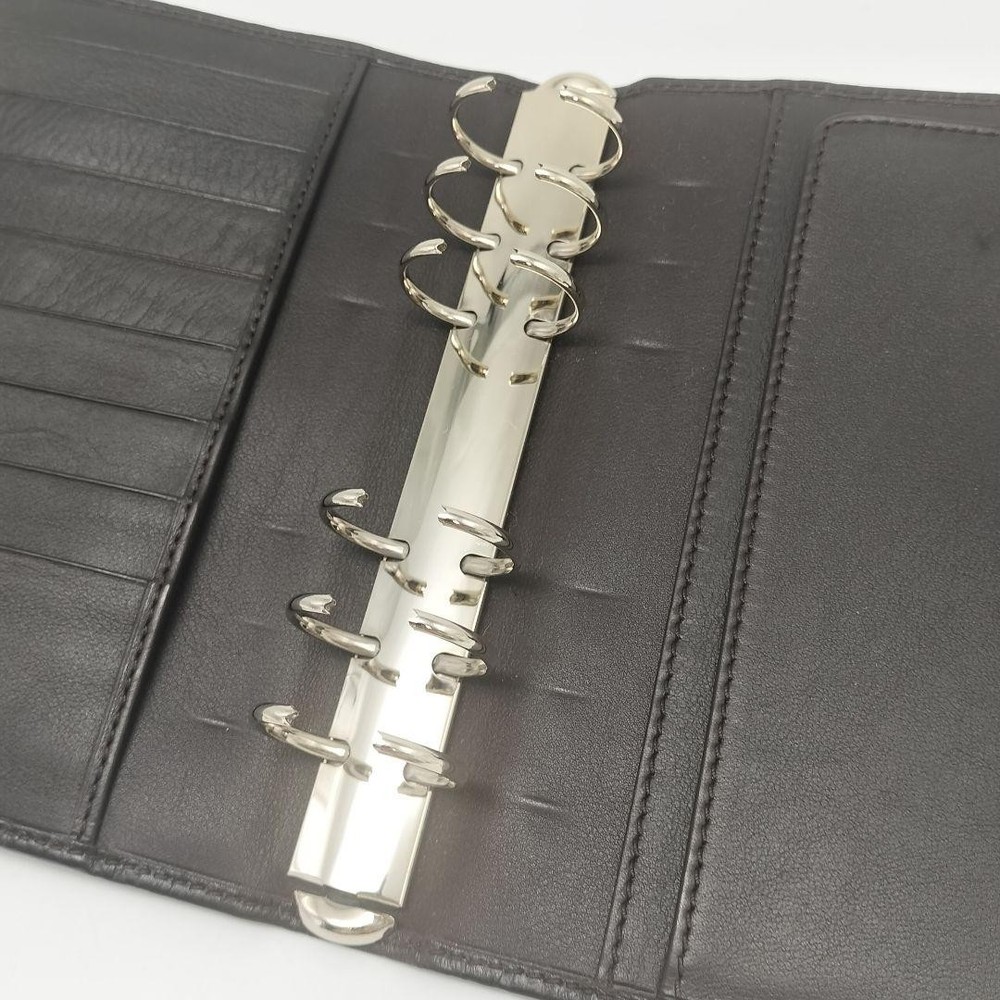 GUCCI GG Pattern Notebook Cover Leather Dark Brown x Silver Hardware Authentic