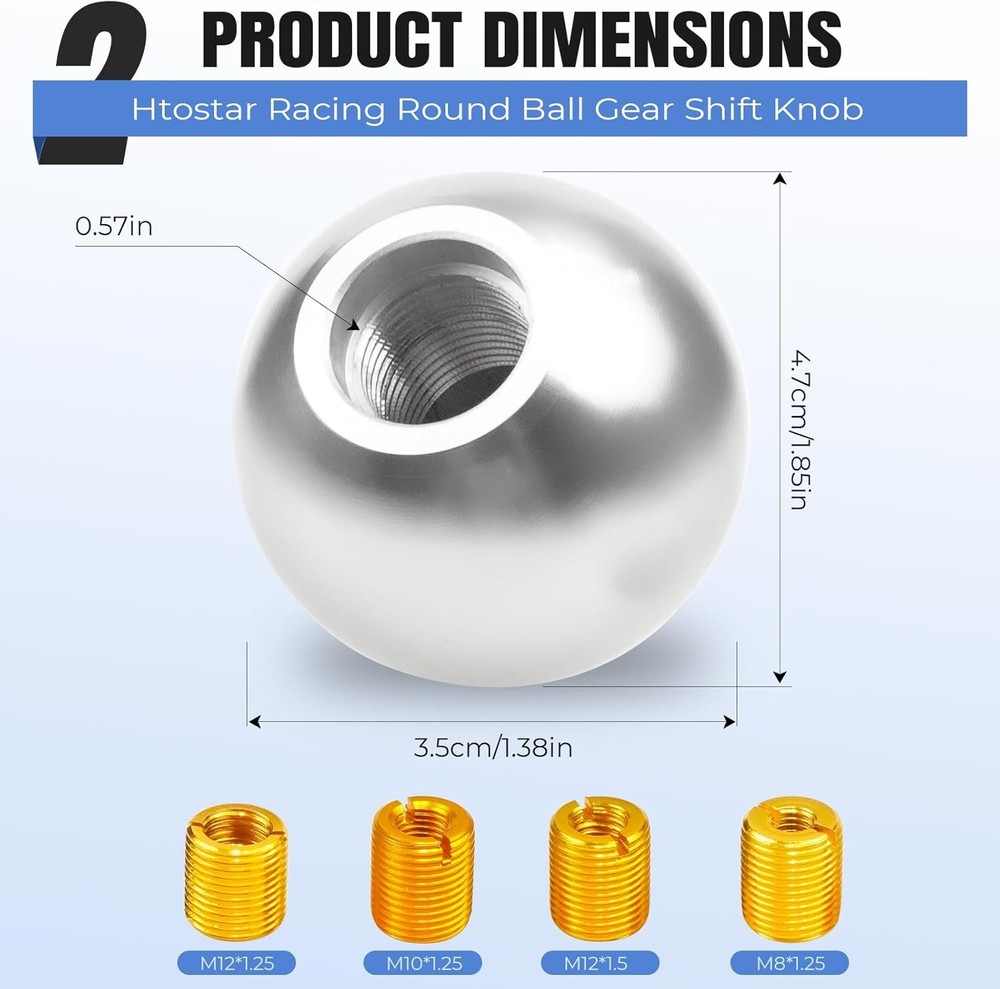 Universal Round Ball Shifter Knobs, Chrome Finish Weighted Cool Gear Shift Knob