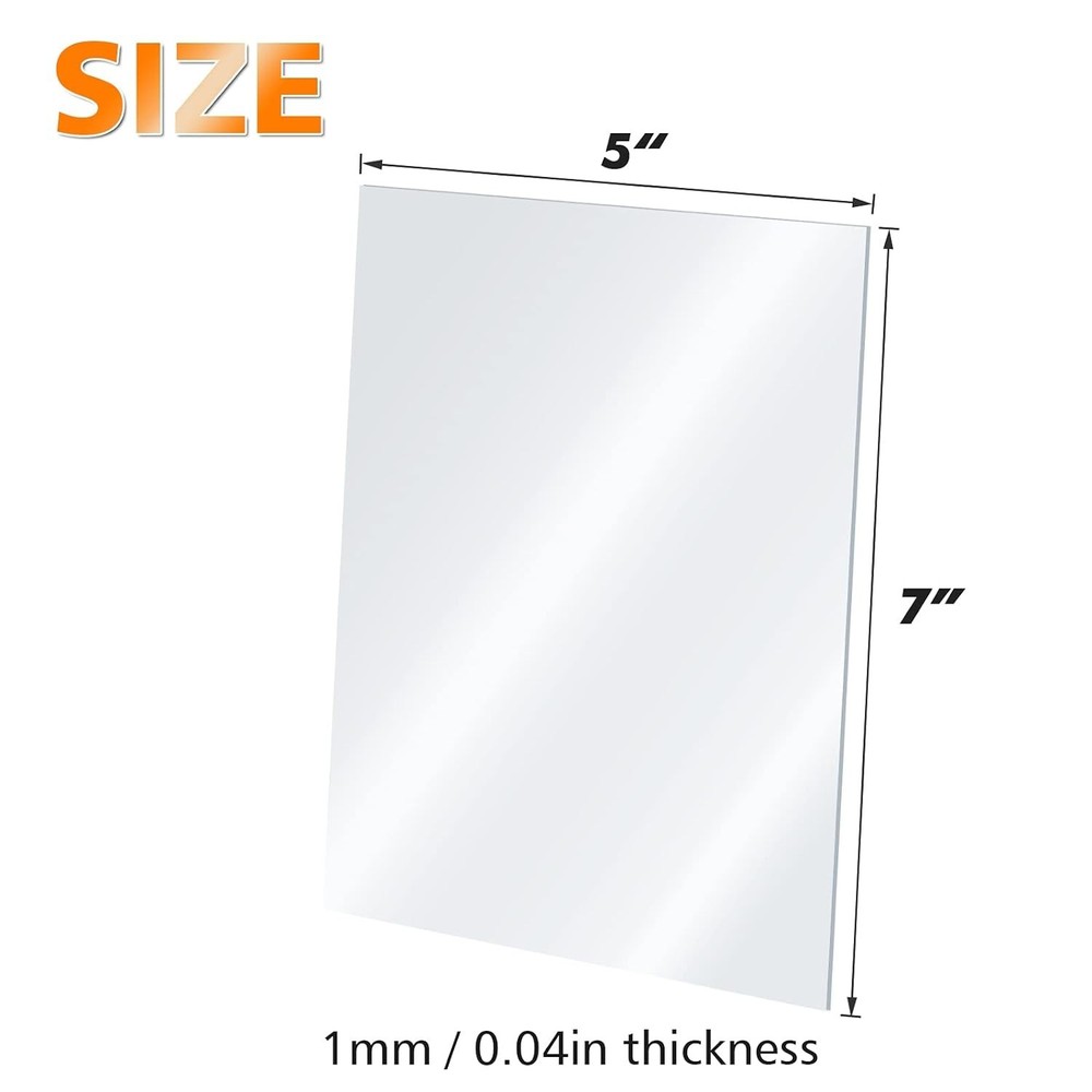 Versatile 5x7” Acrylic Sheets - 0.04” Thick Clear Plastic for Crafting & Framing