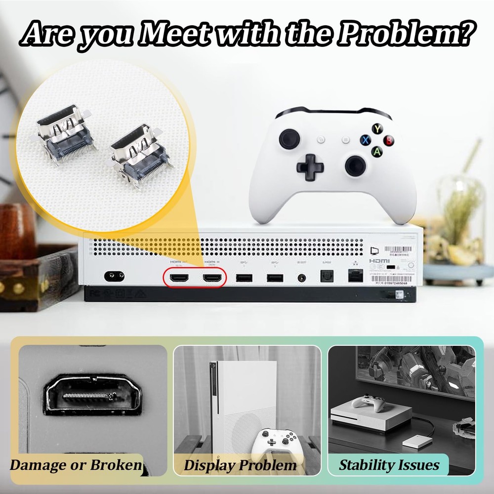 2Pack HDMI Port Replacement for Xbox One S Socket Jack Interface Connector...