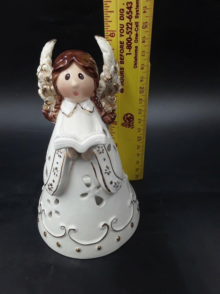 Caroling Angel Tea Lite Holder Ceramic