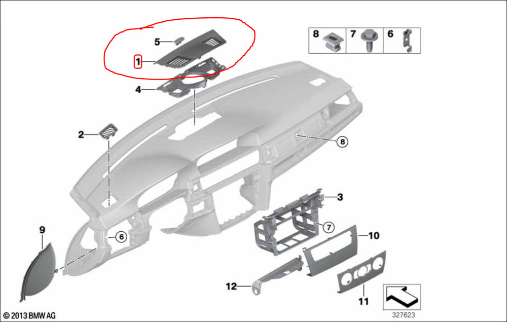 GENUINE Bmw 3 Series E90 E91 E92 E93 Dash Center Speaker Cover 51457123749