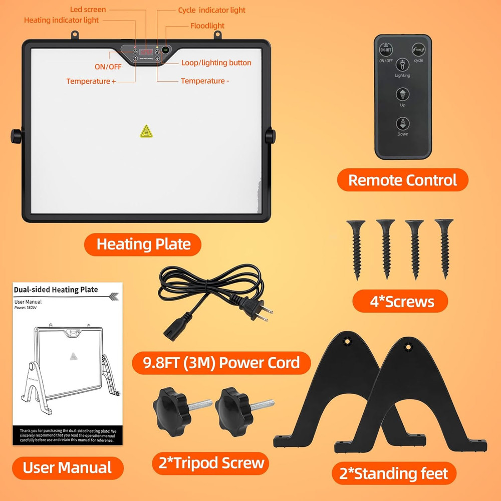 Brooder Plate for Chicks with Remote Control, Double-Sided Chick Heat Plate, Nig