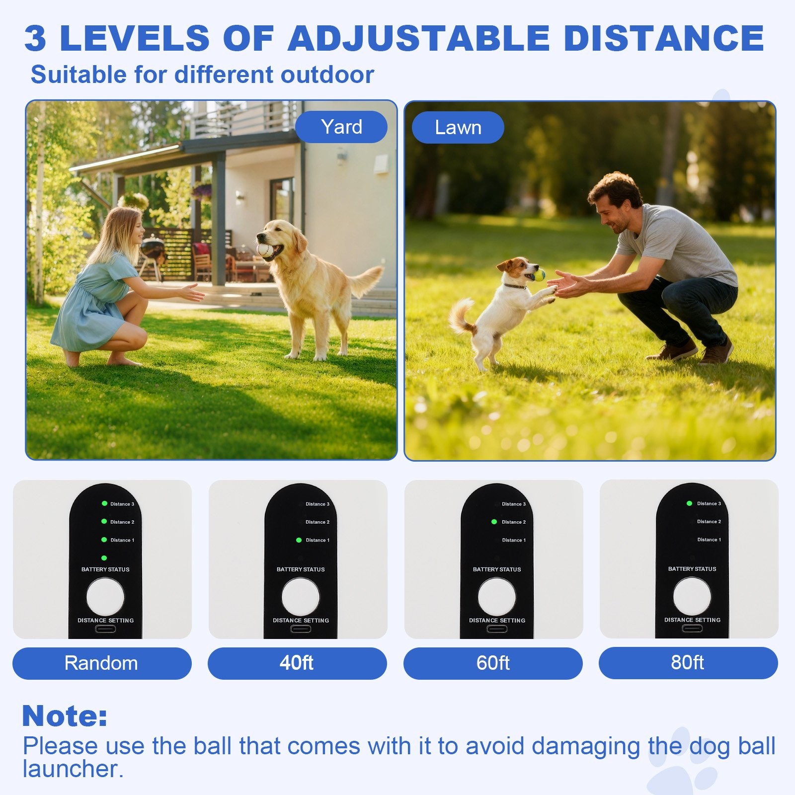 3 Modes Automatic Dog Ball Launcher 40-80FT 8 ETPU Balls Remote Control Toy