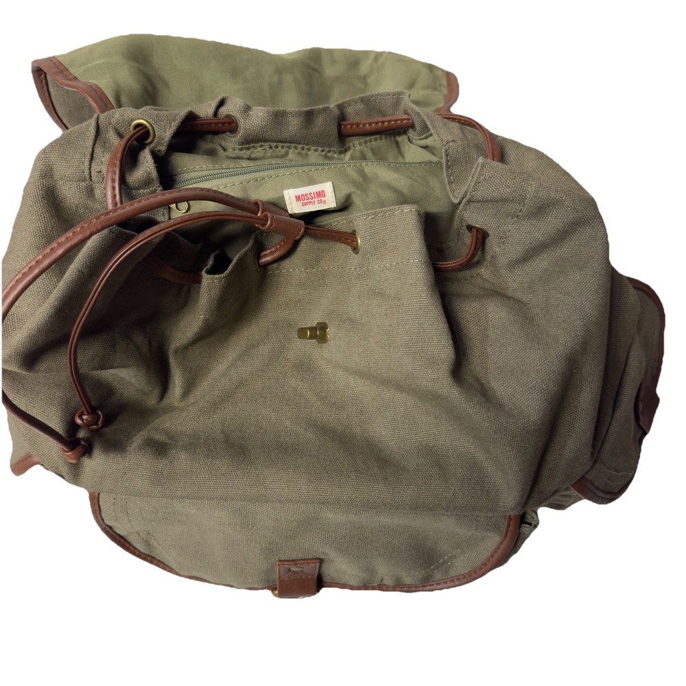 Army Green Backpack w/ Brown Trim Multi-Pocket NWT