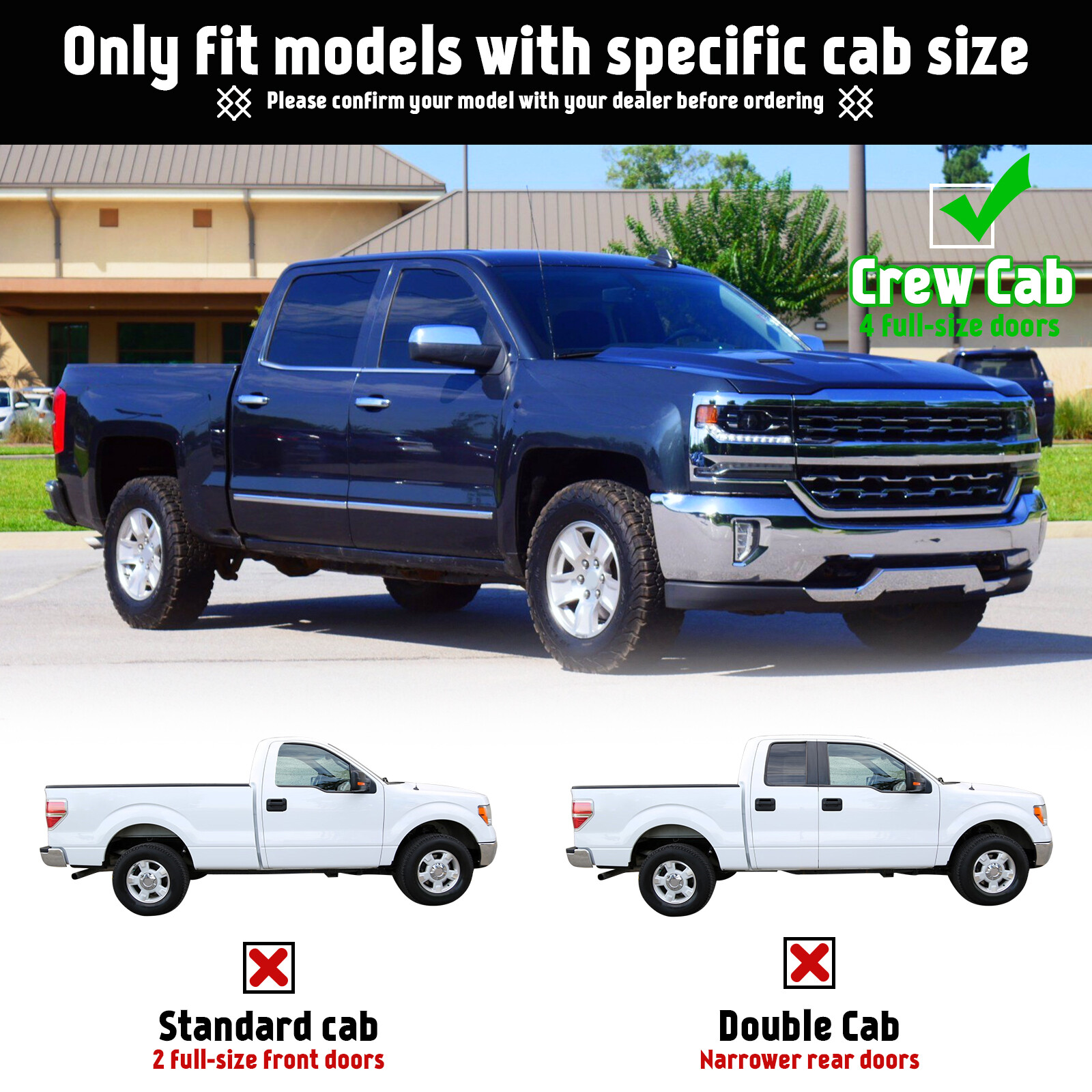 For 07-18 Chevy Silverado/GMC Sierra Crew Cab 6Ft Running Boards Side Step Bars