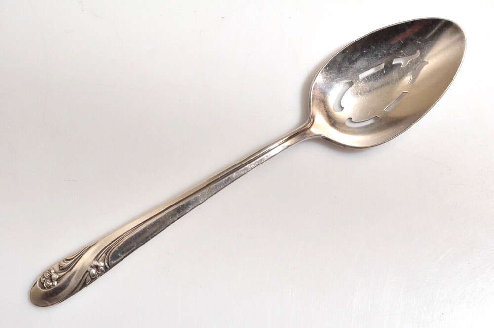 HOLMES EDWARDS ROMANCE SILVERPLATED  SLOTTED SERVING SPOON - 8.5"