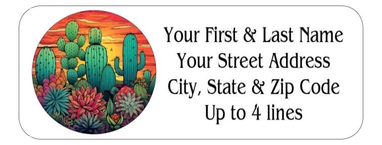 150 Cactus Succulents Desert Sky Mailing Return Address Labels Personalized